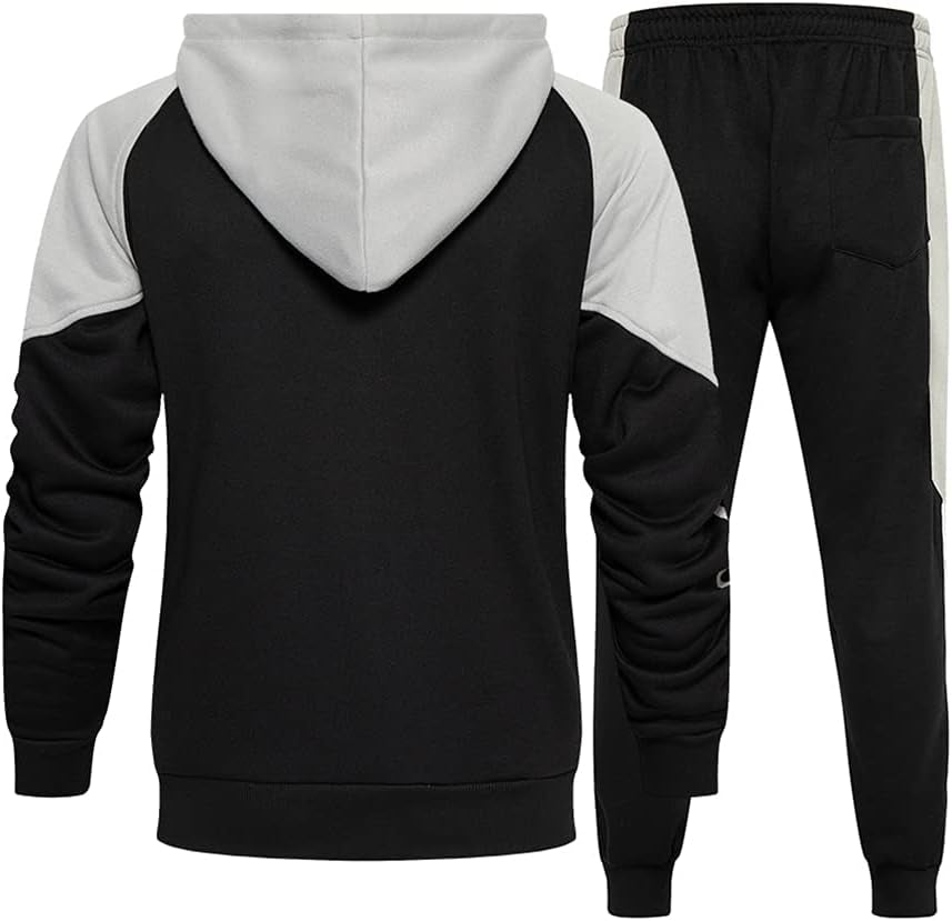 Elevate Your Workout Wardrobe with the Men's Stylish Hooded Athletic Tracksuit - Full-Zip Long Sleeve & Jogging Sweatpants Set
