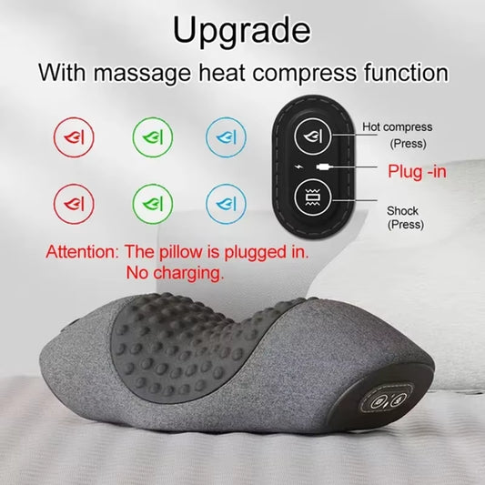 Electric Neck Massager Pillow with Heating and Vibration for Cervical Support and Back Traction